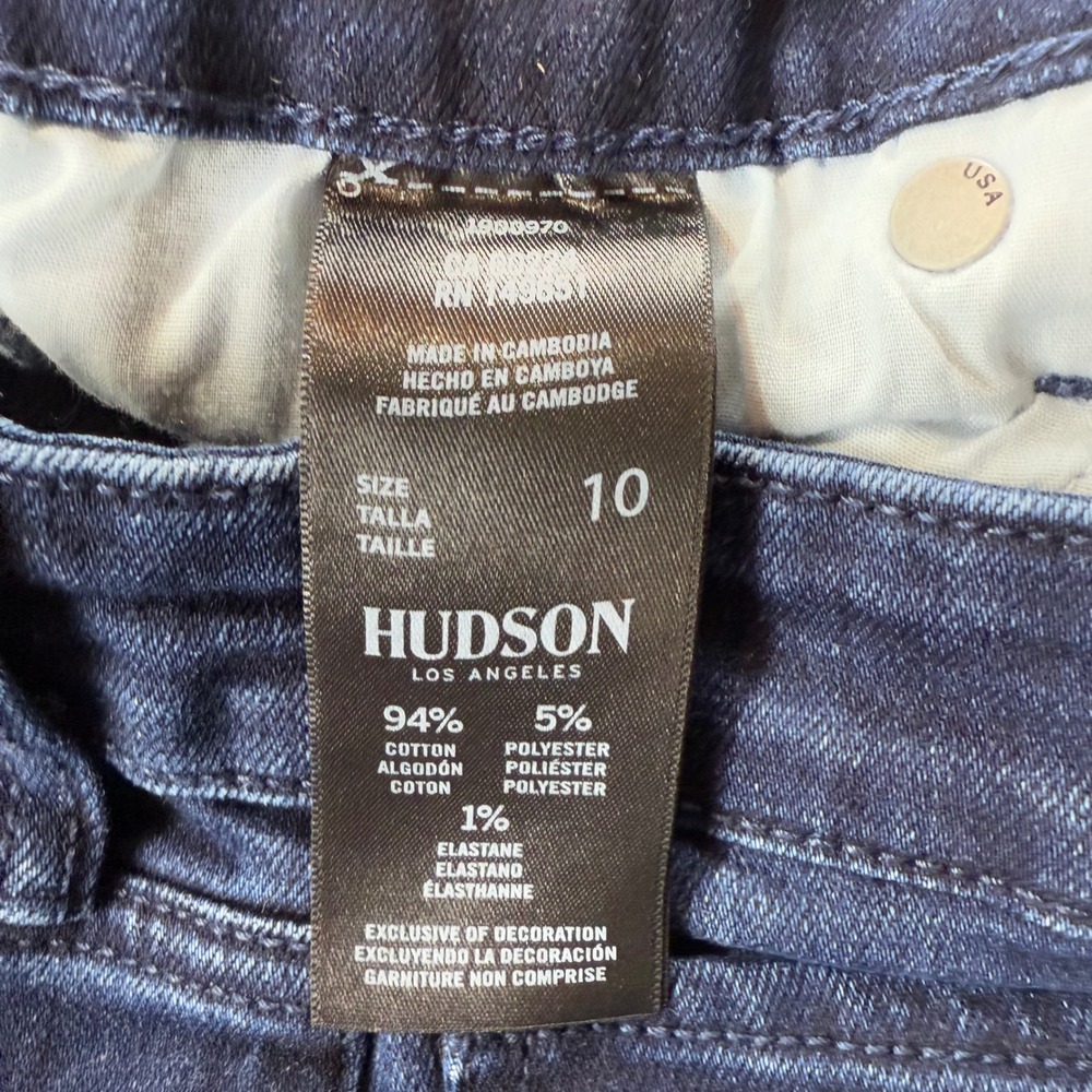 Hudson Los Angeles Women Dark Wash Straight Leg Jeans Size 10 Stretch Denim - Picture 3 of 8